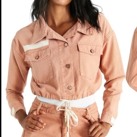 Etica Cropped Sloane Military Jacket Coffee color size small - Picture 1 of 9